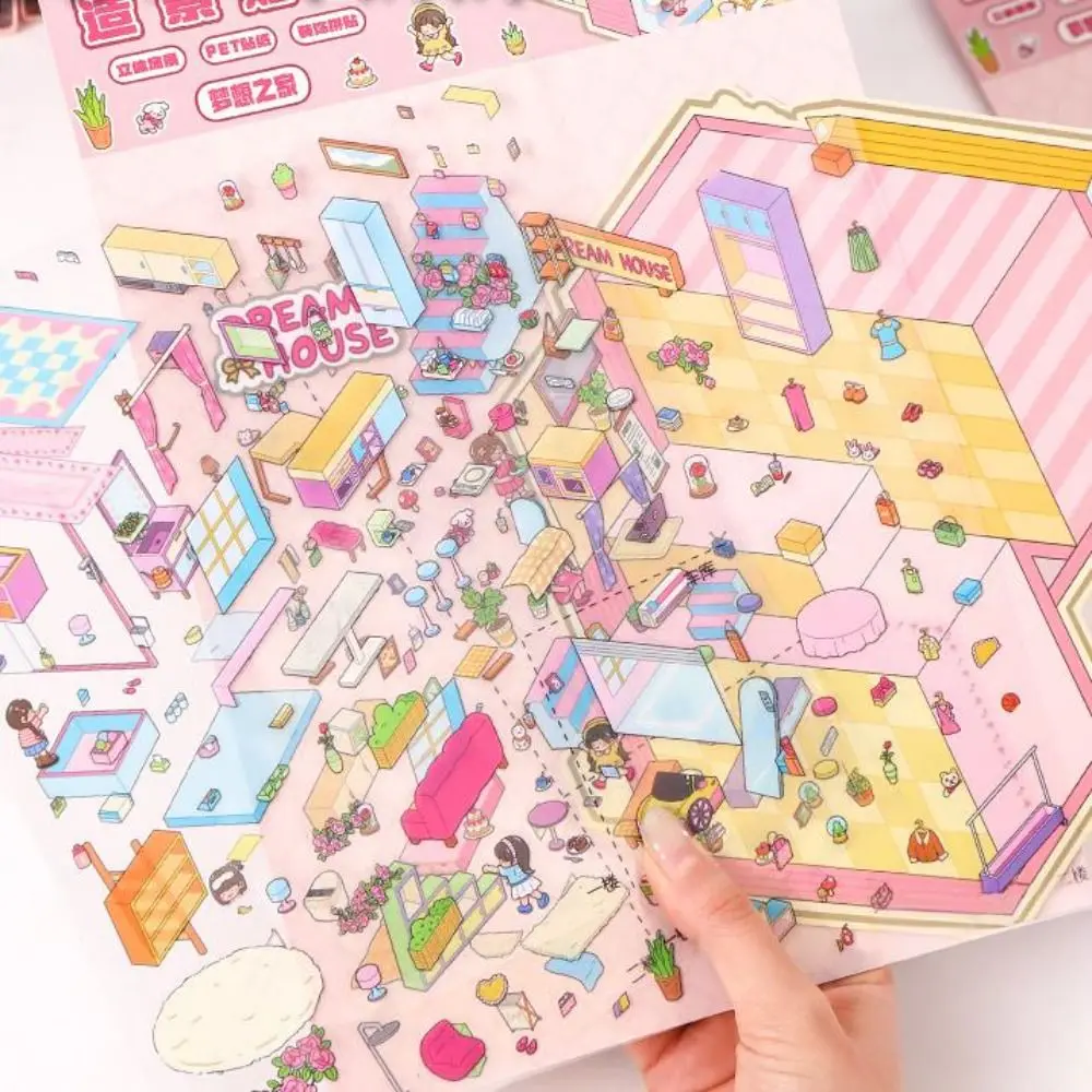 Cartoon Miniature Scene 3D Stickers Three-dimensional DIY 3D Landscape Sticker Kawaii Landscape Sticker Festival Birthday Gift