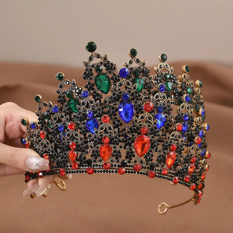 Baroque Retro Black Luxury Crown Bridal Tiara Wedding Dress Wedding 18th Birthday Female Cake Crown Gift Hair Accessories
