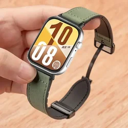 Silicone & Leather Magnetic Buckle Bracelet Watchband - Comfortable Fit Strap for Huawei Watch Fit 4 (Green)