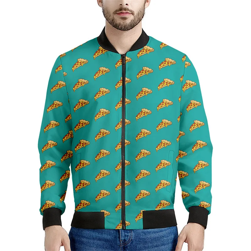 thumbnail image 1 of Chaqueta con cremallera y estampado de pizza con salchichas picantes italianas para hombre, sudadera informal de manga larga con estampado 3D de comida, abrigo de calle, chaquetas holgadas, 1 of 5