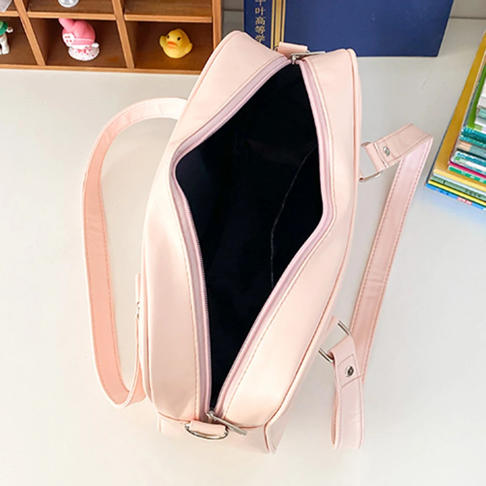 Women Girls Cosplay Satchels Large Capacity PU Anime Crossbody Bag Transparent Love Heart Japanese School Bag Chic Commuting Bag