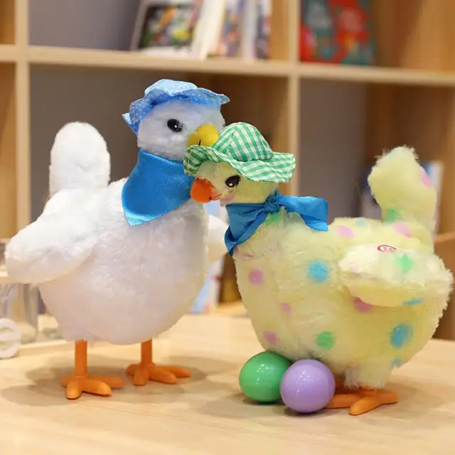 25cm Creative Hen Chicken Stuffed Animal Plush Toy Electronic Laying Egg Hen Chicken Toy Doll Dance Sing Kid Funny Birthday Gift 2
