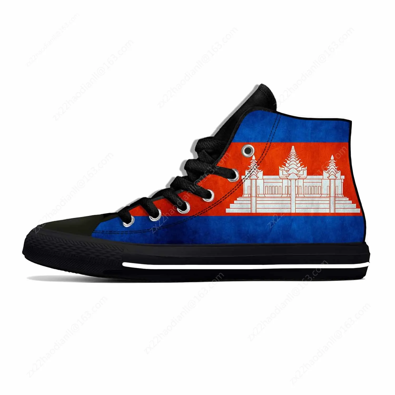 Anime Cartoon Cambodia Cambodian Flag Patriotic Casual Cloth Shoes High Top Lightweight Breathable 3D Print Men Women Sneakers
