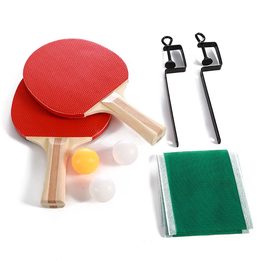 Indoor Games Sport Portable Table Tennis Net Bracket Ping-Pong Paddles Kit Set