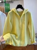Plus size Winter Hooded Sweatshirt Women's Pure Color Long Sleeve Casual Overhead Half Zipper Korean Fashionable Ladies Tops