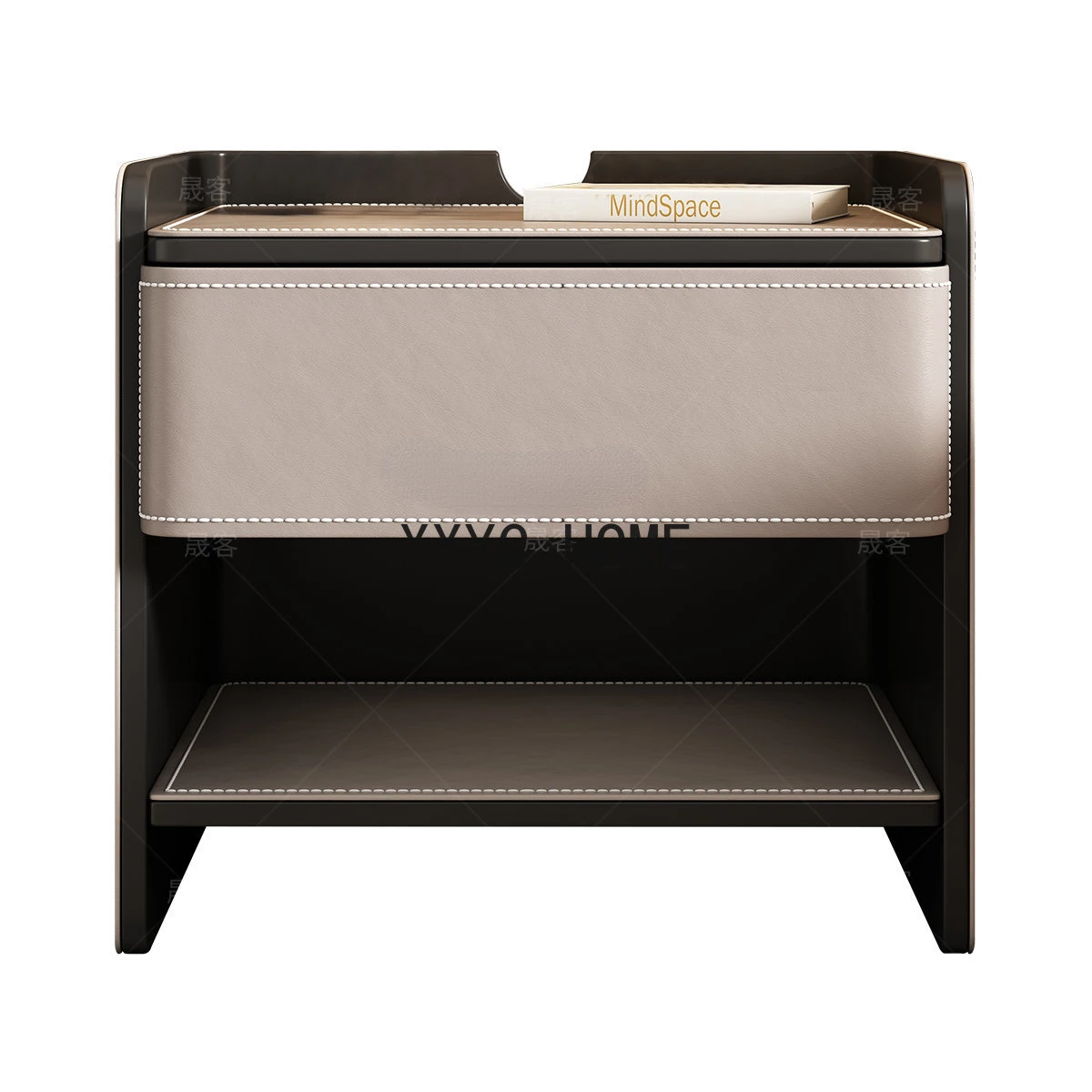 

Минималистичный женский роскошный кожаный прикроватный столик высокого качества из твердой древесины, кожаный креативный боковой столик для спальни