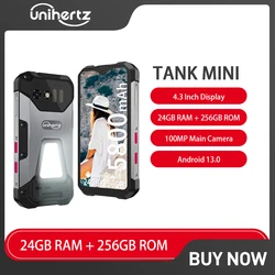 Unihertz Tank Mini Rugged Smartphone Android 13 Octa Core 4.3 Inch Display 24GB 256GB 5800mAh 100MP 40M Laser Rangefinder/LED