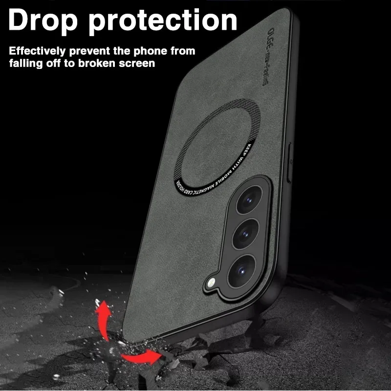 Luxury Leather Phone Case with Magsafe Magnetic Wireless Charging Compatibility