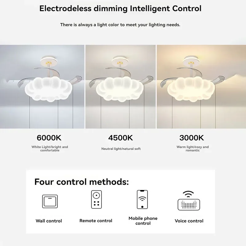 Ceiling fan light With Remote Control Modern Cloud Led Ceiling Fan Lamp For Living Room Bedroom Home Decor dining table