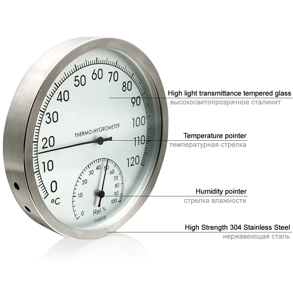 

New Wall Mounted Temperature Humidity Meter Thermometer & Hygrometer For Sauna Room Household