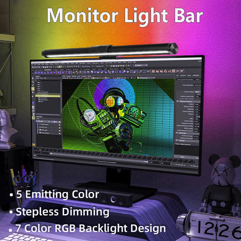 LED Ordinateur Lumière Écran Lumière Stepless Gradation Lecture Lumière  Lampe de Bureau USB Lampe RGB Rétro-Éclairage Moniteur Lumière Bar Bureau  Lumière