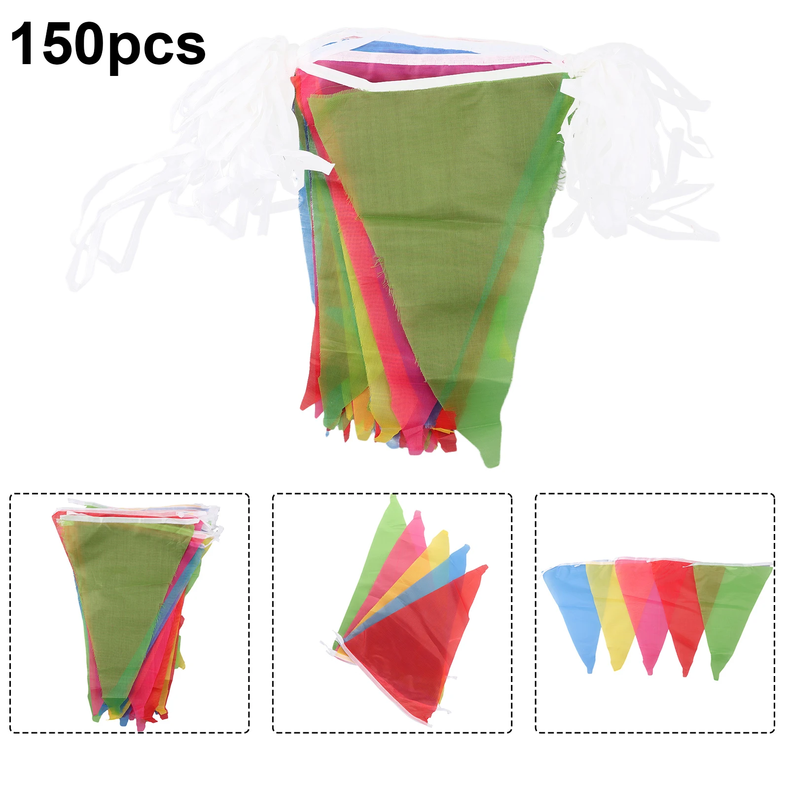 

100M Multicolored Triangle Flags Bunting Party Banner Triangle Garland 22*35cm For Kindergarten Home Garden Wedding Street Decor