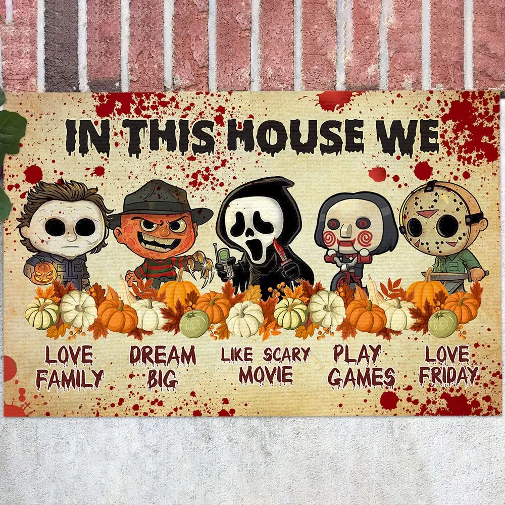 VIKAMA Halloween Theme Horror Movie Character Collection Carpet Non-Slip Washable Stain Resistant Doormat Bedroom Porch Tappeto floor mat