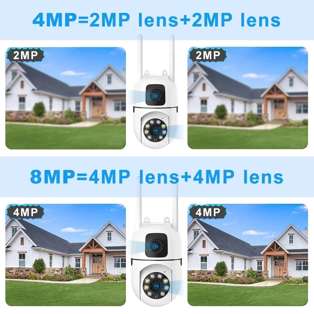 PEGATAH 8MP HD WiFi Video PTZ Cam Outdoor Dual Lens Dual Screen Auto Tracking Color Night Vision IP Security CCTV Surveillance