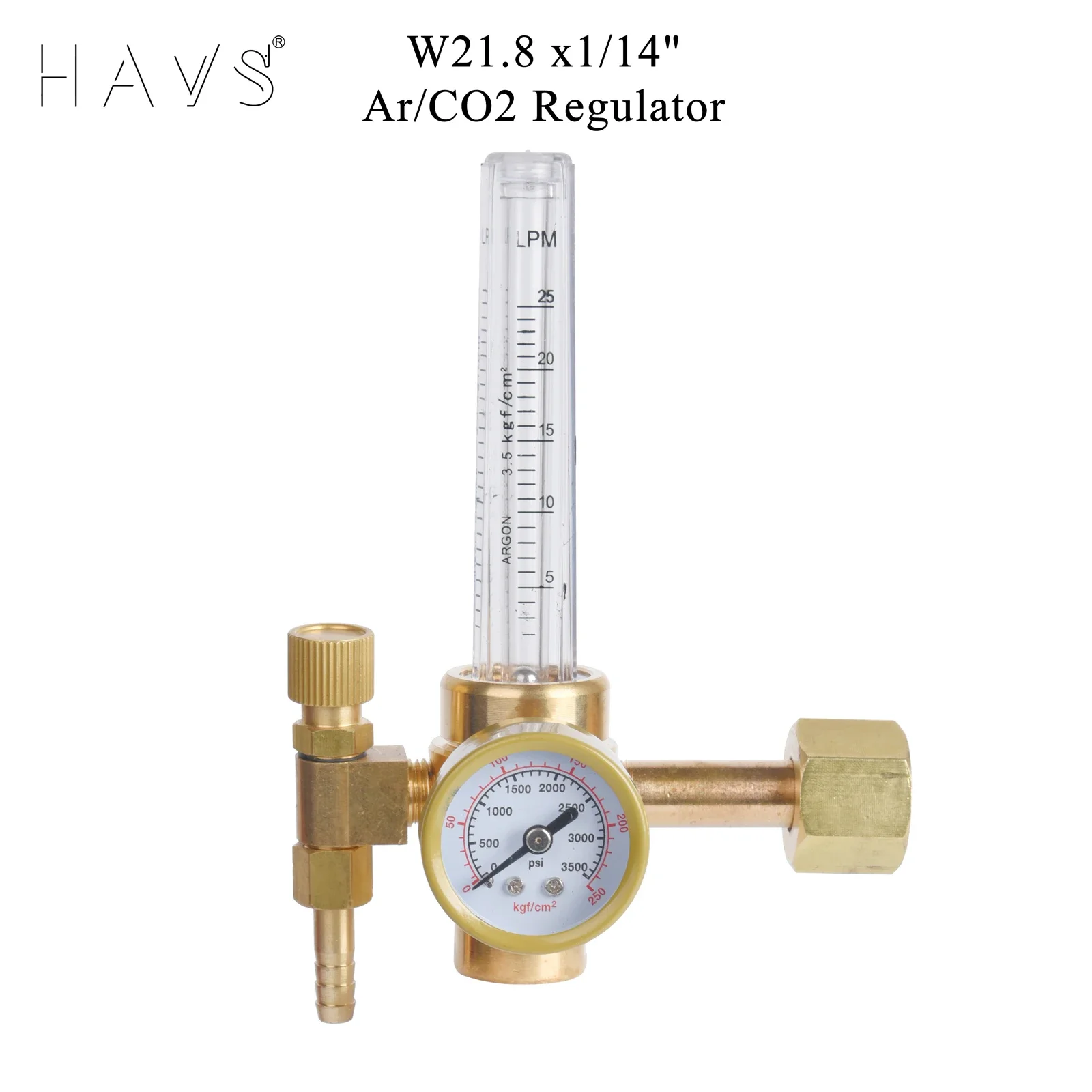 

All Brass Argon/CO2 Mig Tig Flow Meter Gas Regulator Gauge Welding Weld 0-60CFH W21.8 x1/14" Female RH Inlet