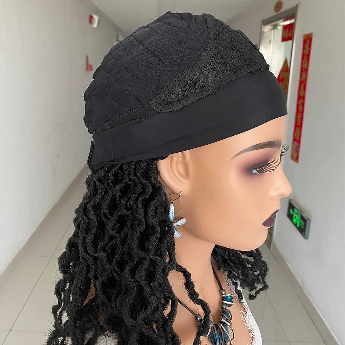 Dreadlocks Headband Synthetic Wig Box Braid Wigs For Black Women Faux Locs Crochet Hair Wigs Ombre Brown Braided Twist Wig