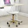Acrylic Clear Desk Chair, Modern Small Cute Armless Vanity Rolling Plastic Chair Home Office Lucite Ghost Chairs Cushion Padded 4