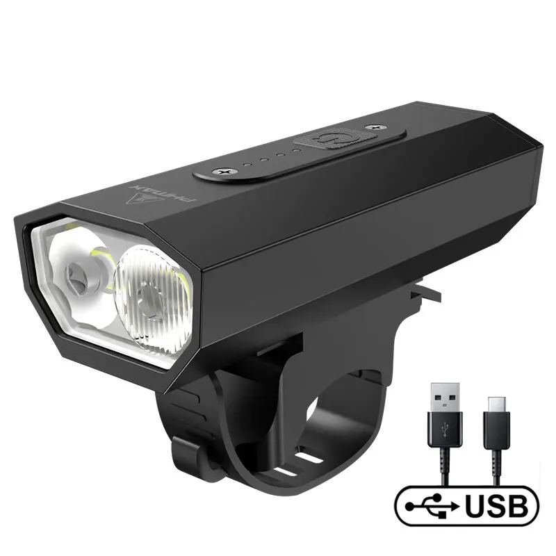 Set Luci Per Bici 12000 Lumen Ricaricabili USB - Faro E Fanale Posteriore 5+5 Modalità - Batteria 6000 MAh Con Power Bank - Impermeabile