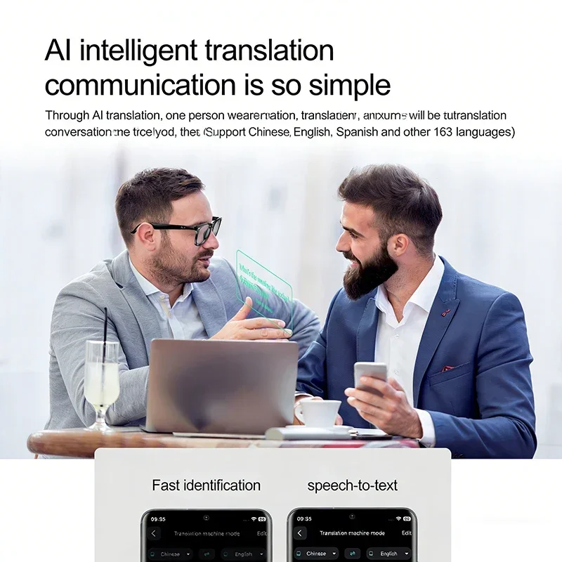 AI Smart Glasses for Men Smart Translation Glasses with Waterproof Call Function BT Smart Sunglas Outdoor Sports Headphones - 2