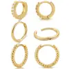 Shevalues Women 3 Pairs Small Earrings Lady Classic 14K Gold Hoop Fashion Tiny Huggie Hoop Earrings Set Hypoallergenic Earring 1