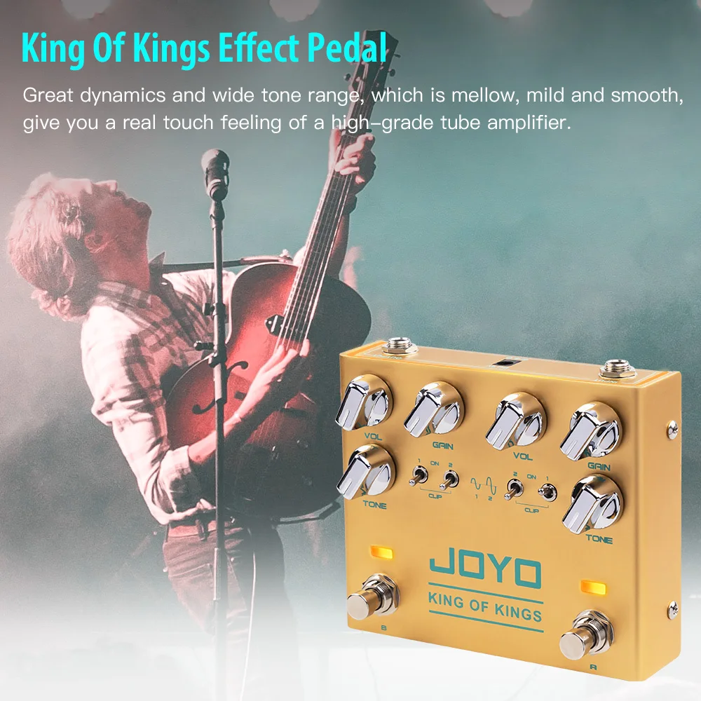 R-20 KING OF KINGS Dual Channel Overdrive Effect Crunch Pedal with Volume/Gain/T