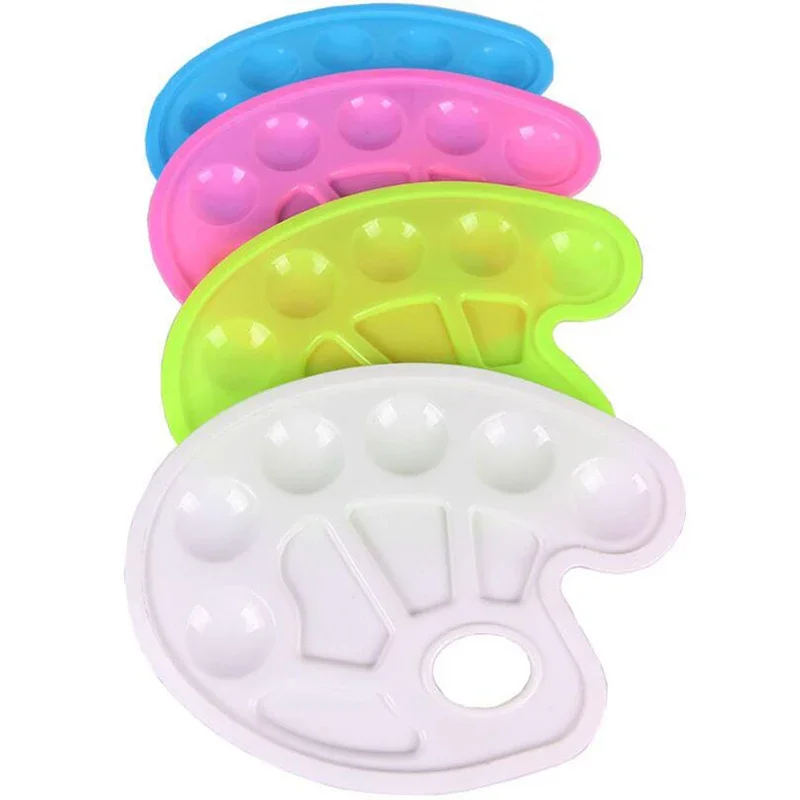 

1PC Gouache Palette Oval Tray Children's Painting Plastic Palettes Hand Grasp Paint Foot Palette DIY Graffiti Art Supplies Tools