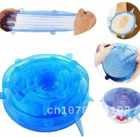 

Silicone Reusable Food Packaging Cover, Fresh-Keeping Sealing Cap, Vacuum Stretch Lids, Kitchen Silicone Cover, 6 Pcs