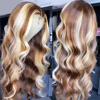 Perruques en cheveux humains Remy brésiliens blond miel 4/613, ondulées, 30-36 pouces, avec dentelle frontale 13x4 HD transparente pour femmes 2