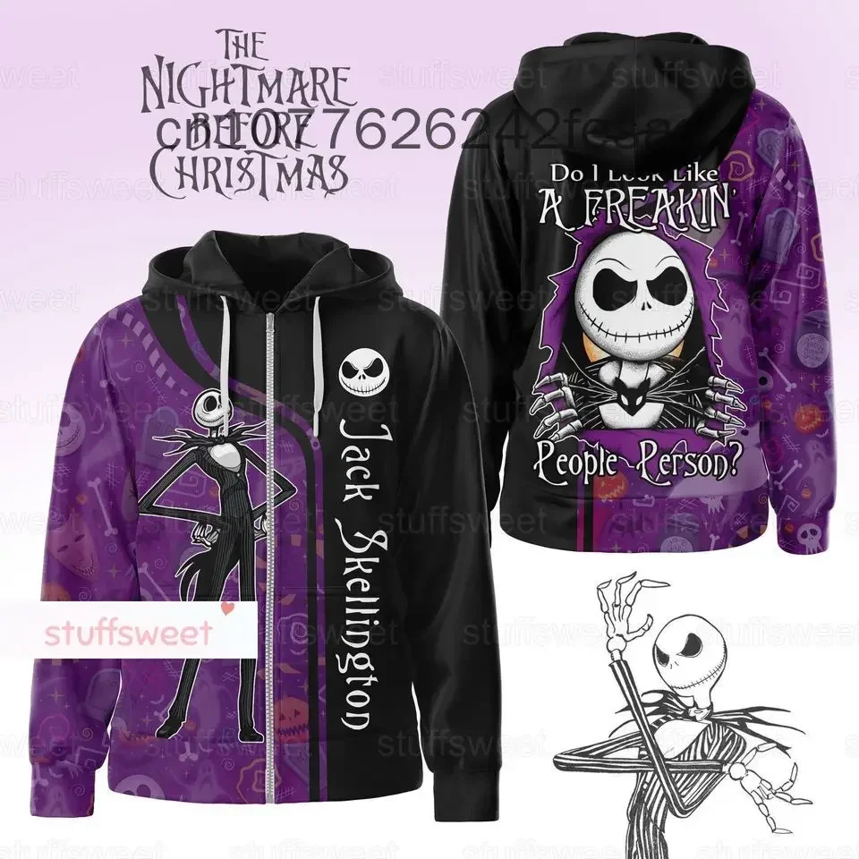 New Disney Jack And Sally Hoodie Nightmare Before Christmas Men and Women Zip Hoodie 5
