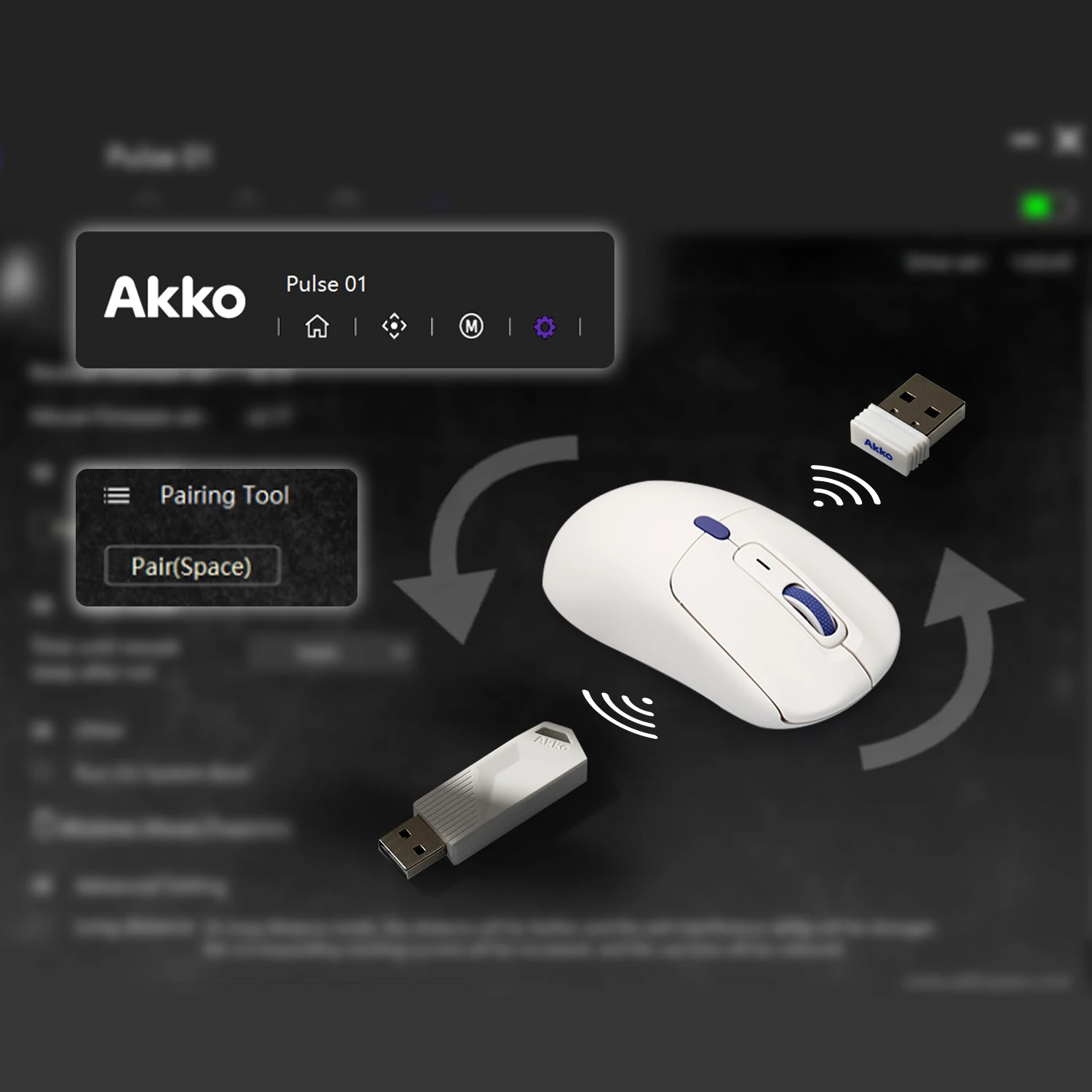 Akko Pulse 01 Gaming Wireless Mouse PAW3950 Sensor DPI Adjustable Tri-mode Lightweight Ergonomic