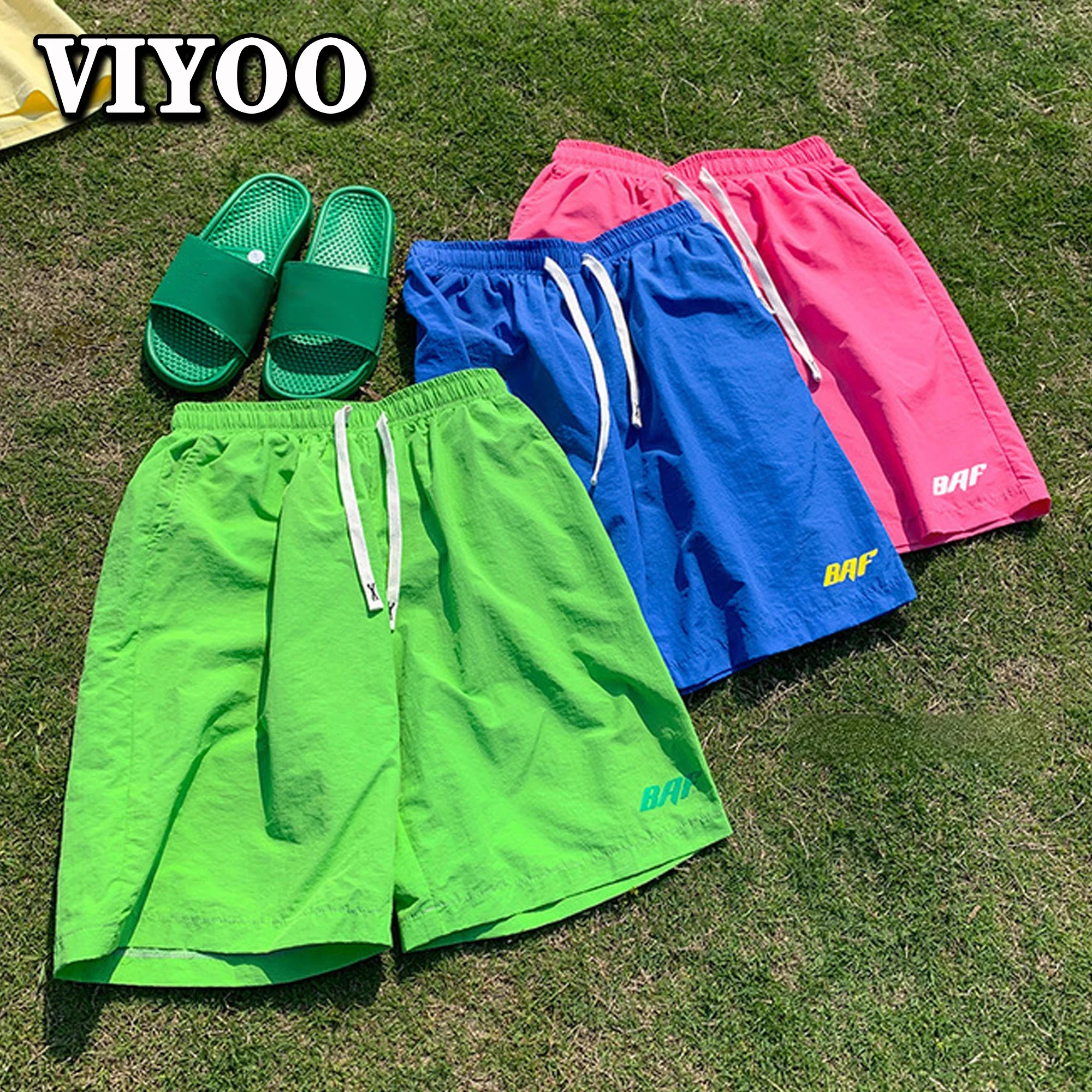 

Мужские шорты Y2K, летние американские трендовые свободные быстросохнущие пляжные спортивные цветные винтажные повседневные баскетбольные мужские шорты, 2024