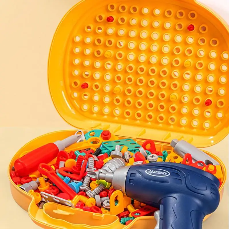 Drill Set Building Blocks Construction Creative Pegboard Games Fine Motor Skills Montessori Toys Sensory Toys For Toddler