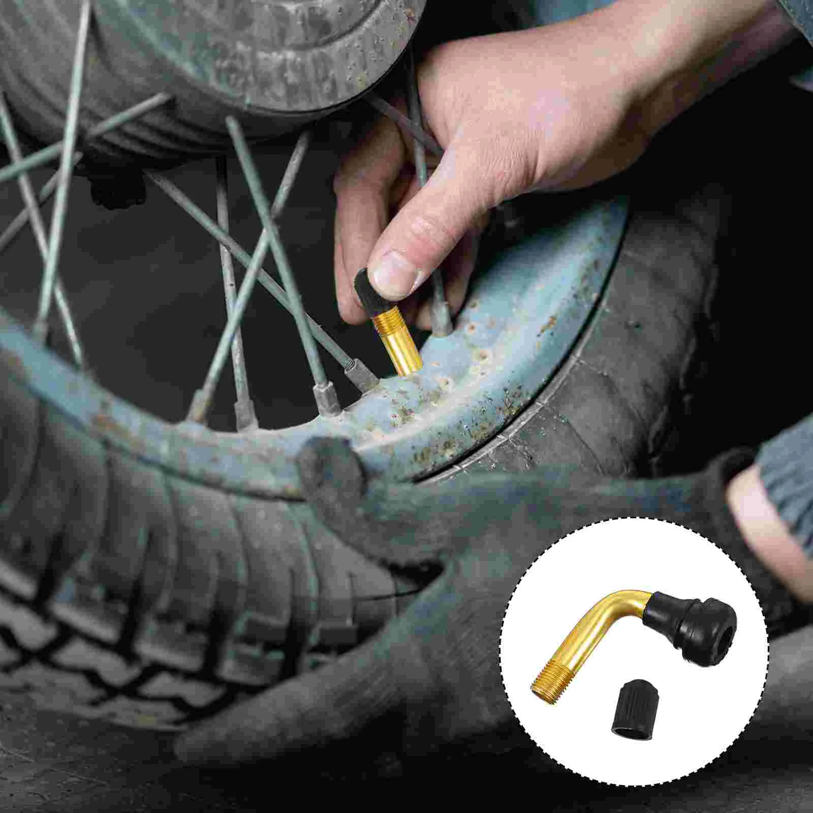 

10 Pcs Extension Rod Adapter Valve Motorcycle Tires Car Valves Stem Extender Rubber Stems Bent