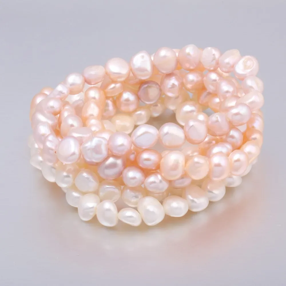 Hot Sale 100% Natural Pearl Bracelet Charms Elastic Rope Colorful Pearl Bracelets Real Gift for Girl Friend