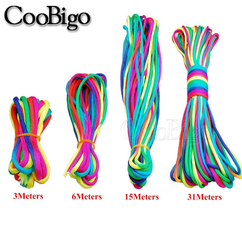 Rainbow Paracord Rope - 4mm, 550 Strength for Outdoor Climbing, Camping, Survival, and DIY Bracelets