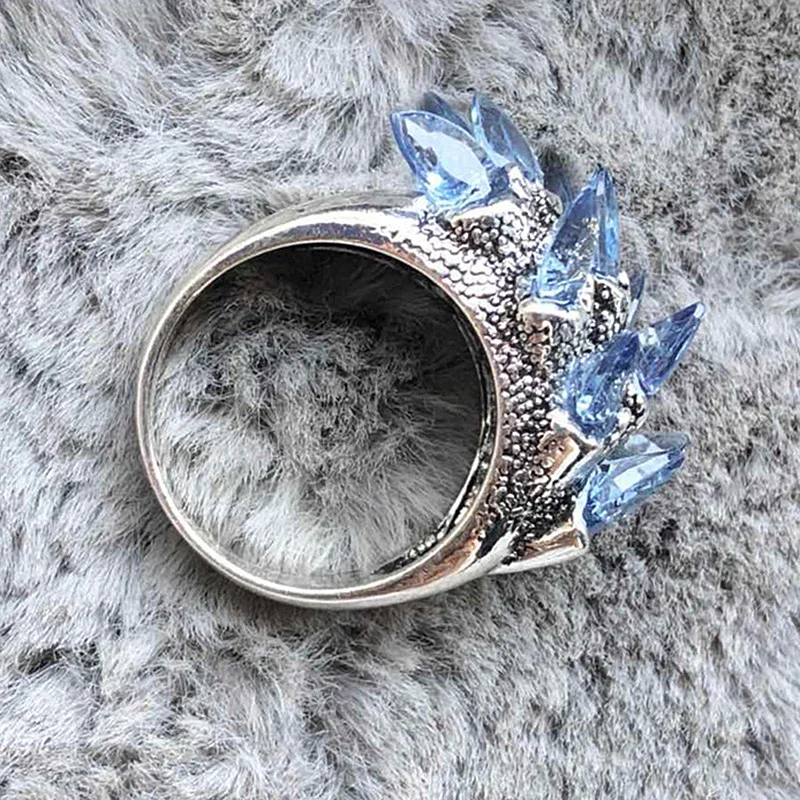 Finger Ring Milangirl Vintage Blue Crystal Rings Women Column Stone Finger Ring Carved Engagement Boho Wedding Jewelry