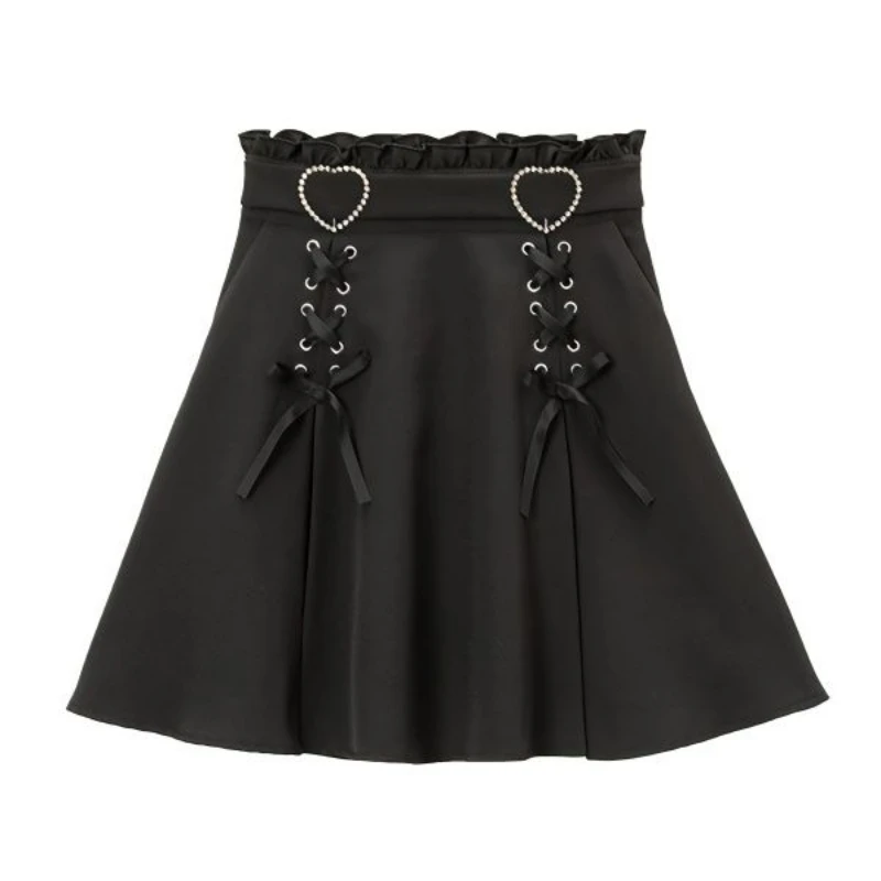 

Fashion Workwear Short Skirt Women's Black High Waist Slim A-line Skirt Anti Skirt Skirt Wrapped Hip Skirt Vintage Silk Skirt