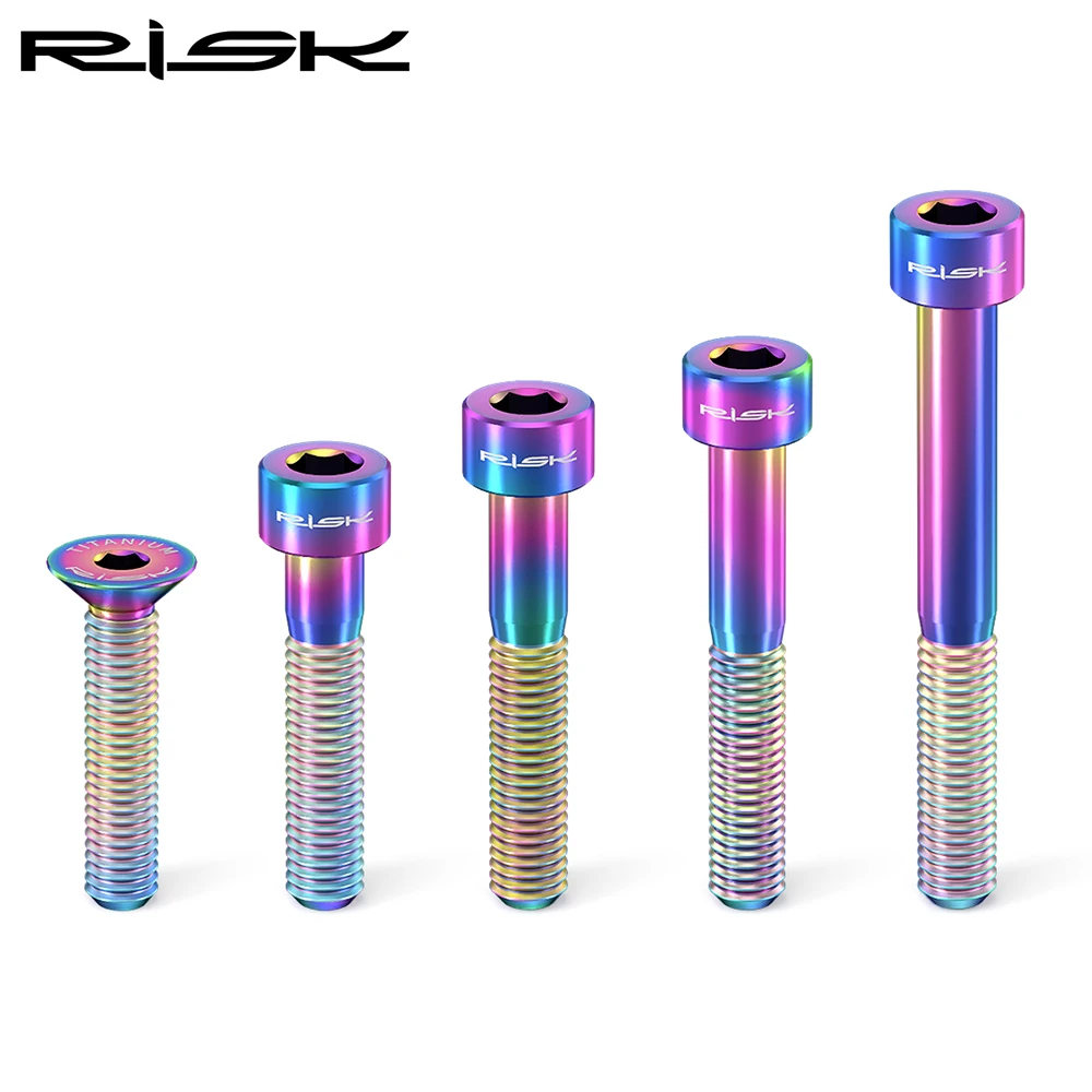 RISK Titanium Bolts M6 x 30 35 40 50mm, Allen Key for MTB Road Bike Taper Head, Bicycle Headset Cap