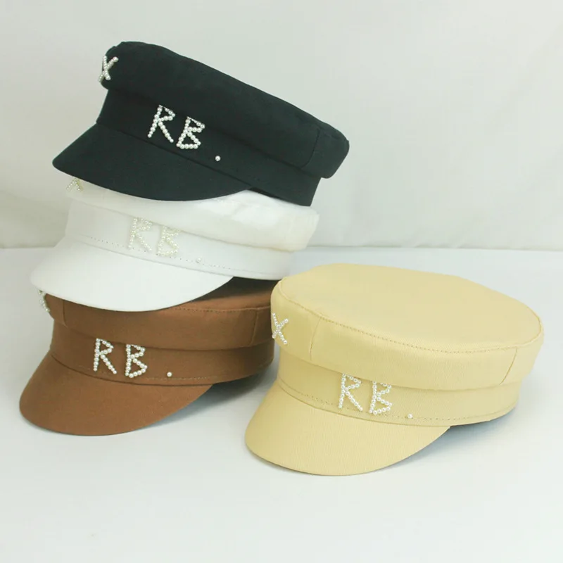 Luxury pearl embellished women’s newsboy fashion cap