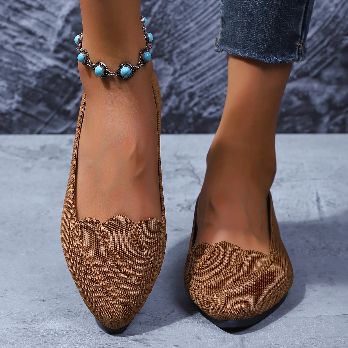 Women Flats Women Solid Slip Designer Casual Breathable Mesh Shoes Women Loafers Comfortable Shoes Pointed Toe Flat Shoes - 4