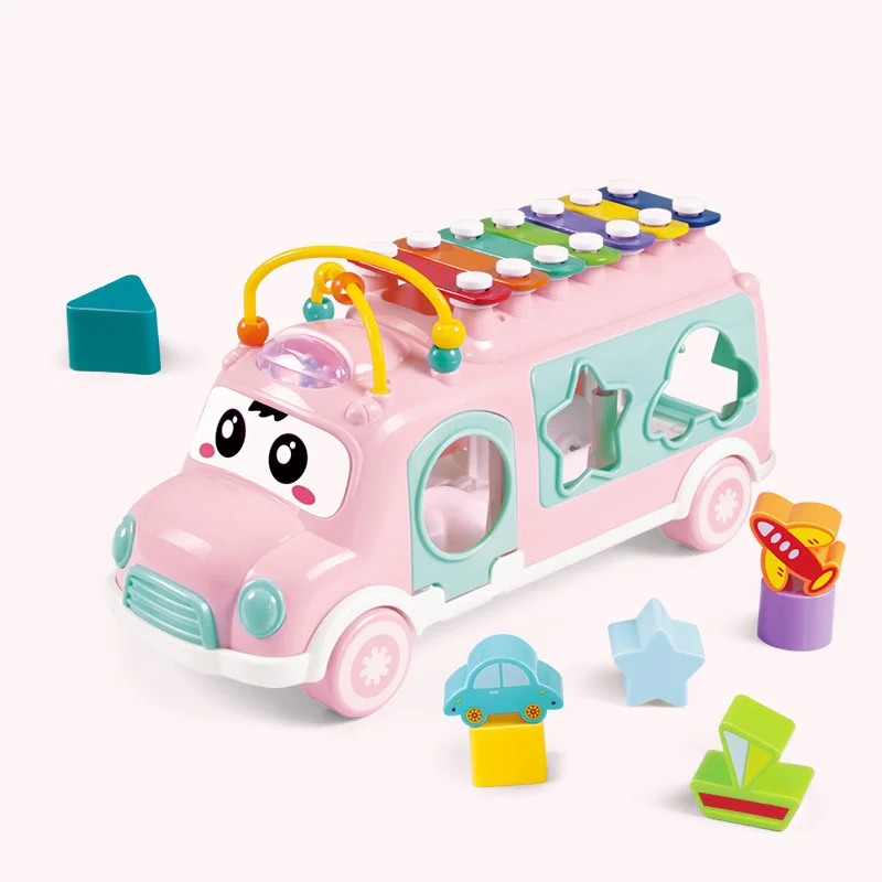 Children's Bus Piano Knocking Puzzle Early Education 0-3 Year Old Baby Music Enlightenment Multi functional Hand Knocking Toy 5