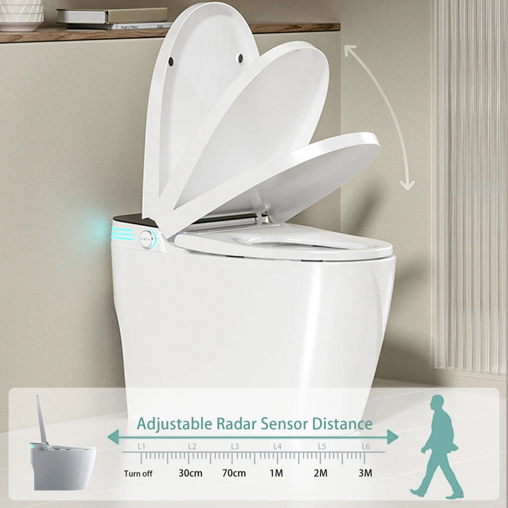 Smart Toilet with Heated Bidet Seat, Portable toilet with bidet built in AUTO Open&Close, AUTO Dual Flush,Bidet toilet with Drye 3