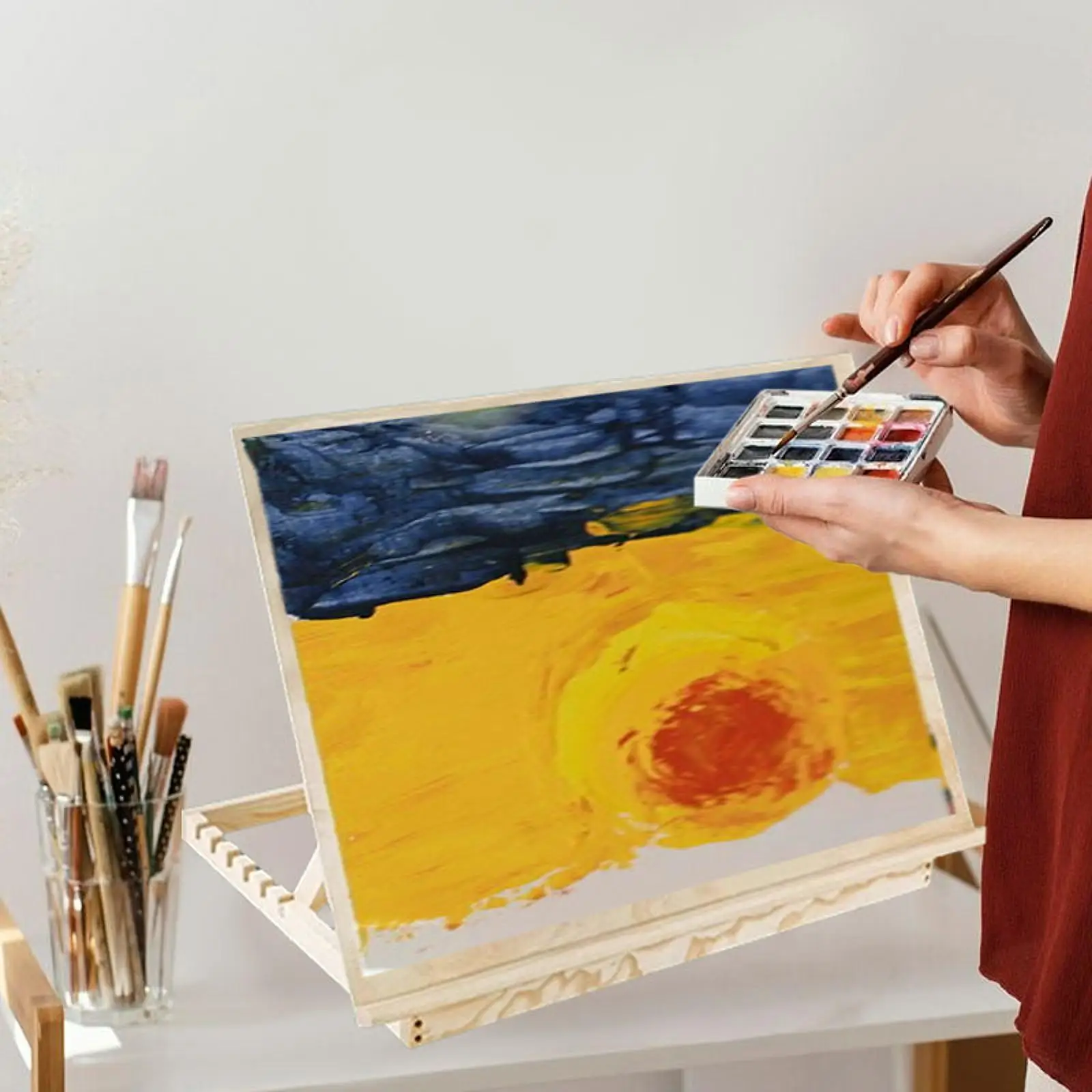 Tabletop Easel Stand Drawing Board Multifunctional Drawing Board Space Saving Wooden Easels Desk Easel for Canvases Beginners