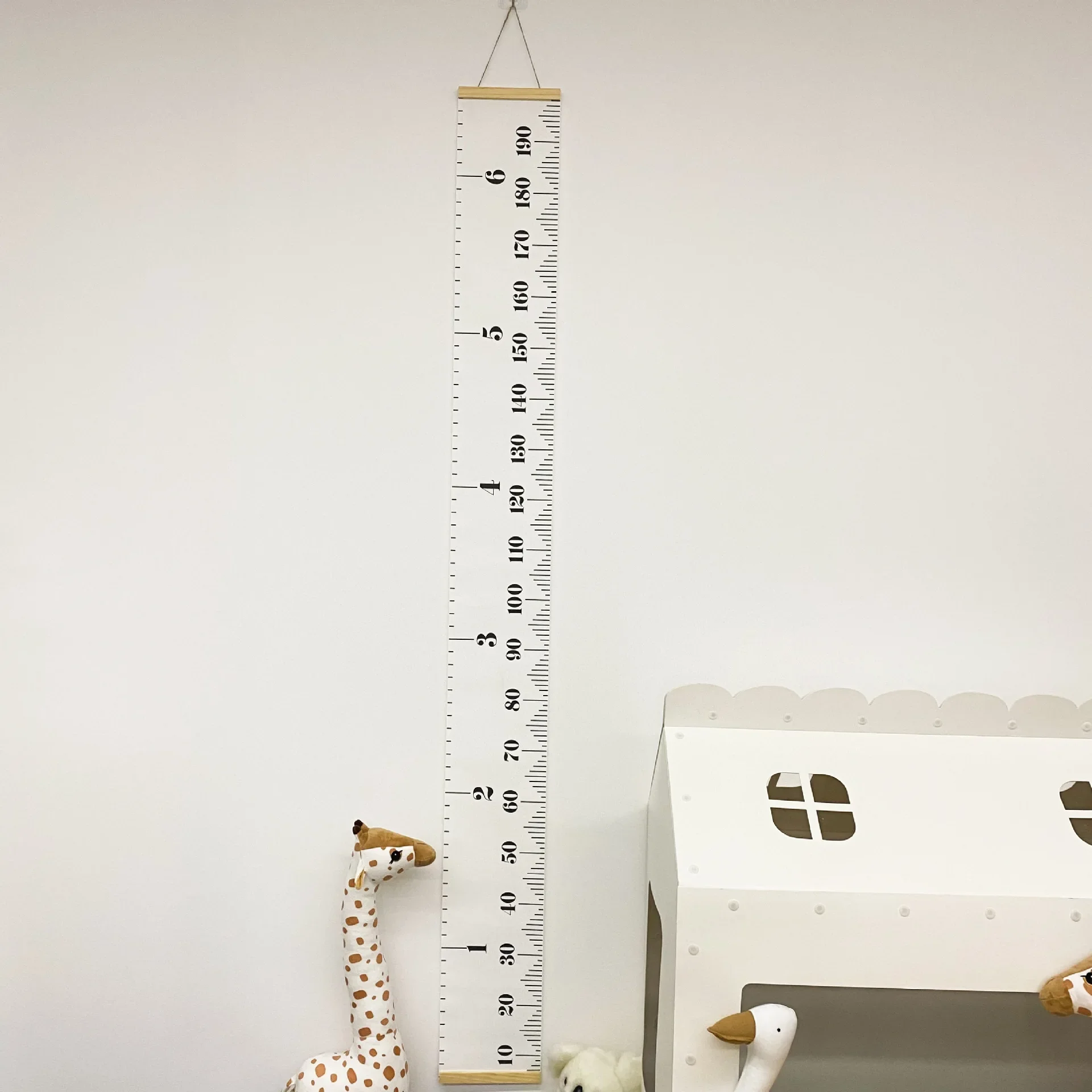 Nordic Children Height Ruler Canvas Hanging Growth Chart Kids Room Wall Decor Wall Sticker Ruler Cartoon Printed Decoration