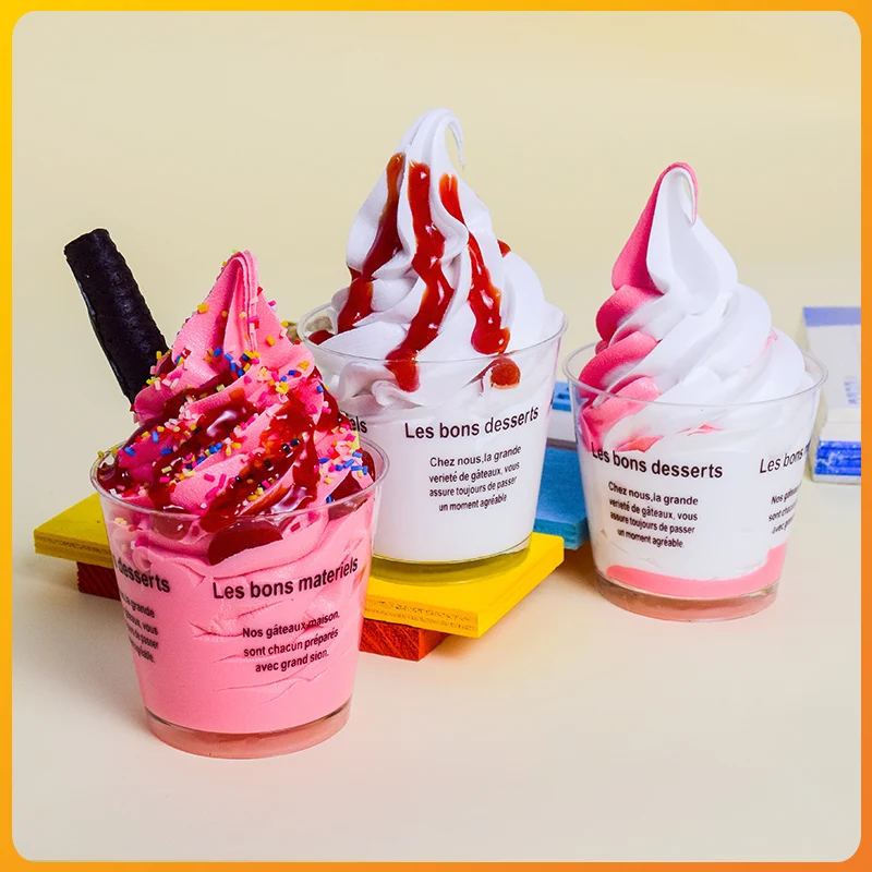Dessert Shop Sundae Simulation Ice Cream Model Simple Design Photography Decoration Home Furnishings Fake Bran Cups Food