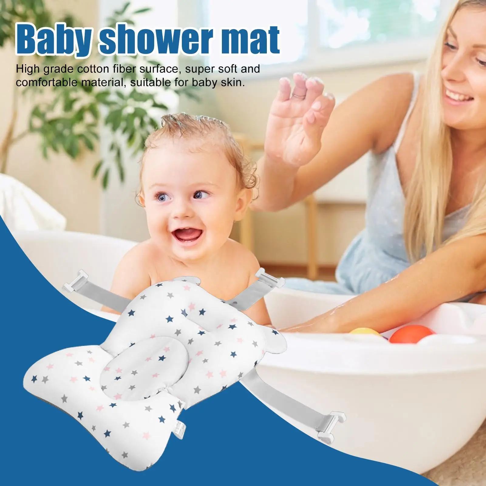 Cuscino per vasca da bagno per neonati, supporto universale portatile ad asciugatura rapida, materassino pieghevole per neonati, pad galleggiante regolabile per vasca da bagno - immagine 3