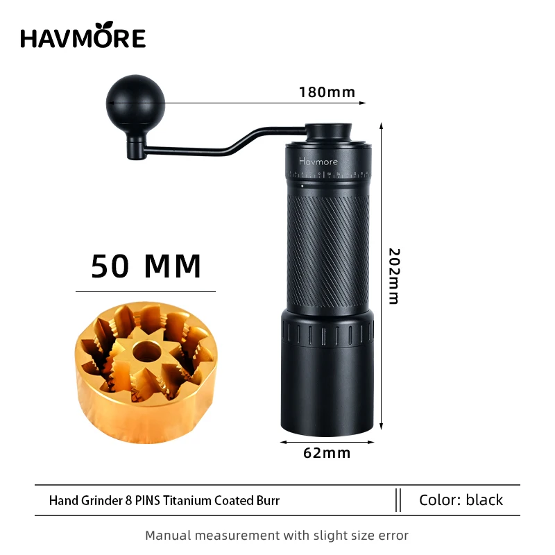 مطحنة قهوة يدوية Havmore 50 مم بإعداد دقيق من التي...