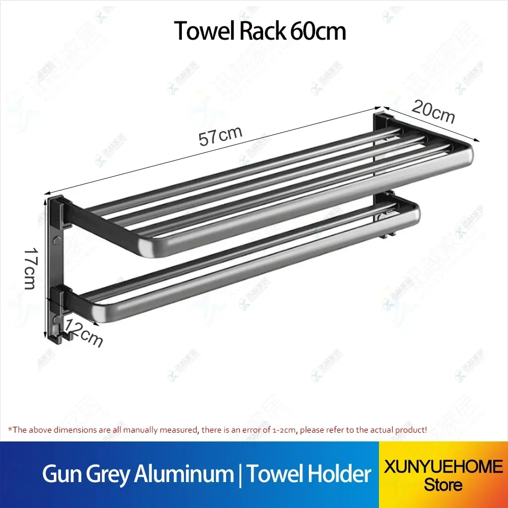 Beatifufu Double Layer Towel Rack – Stainless Steel Wall-Mounted Holder, No Drilling, Adjustable Length
