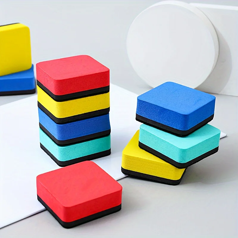 8pcs Mini Dry Erase Erasers 4 Colors Magnetic Whiteboard Dry Erasers Chalkboard Cleaner Wiper for Teacher Supplies