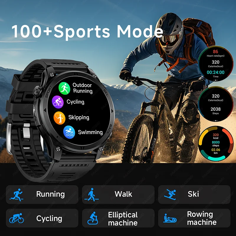 2026 new men's sports smartwatch with GPS trackingcompass100+sportsmodeswireless callintelligentreminderoutdoorfitnesssmartwatch 6